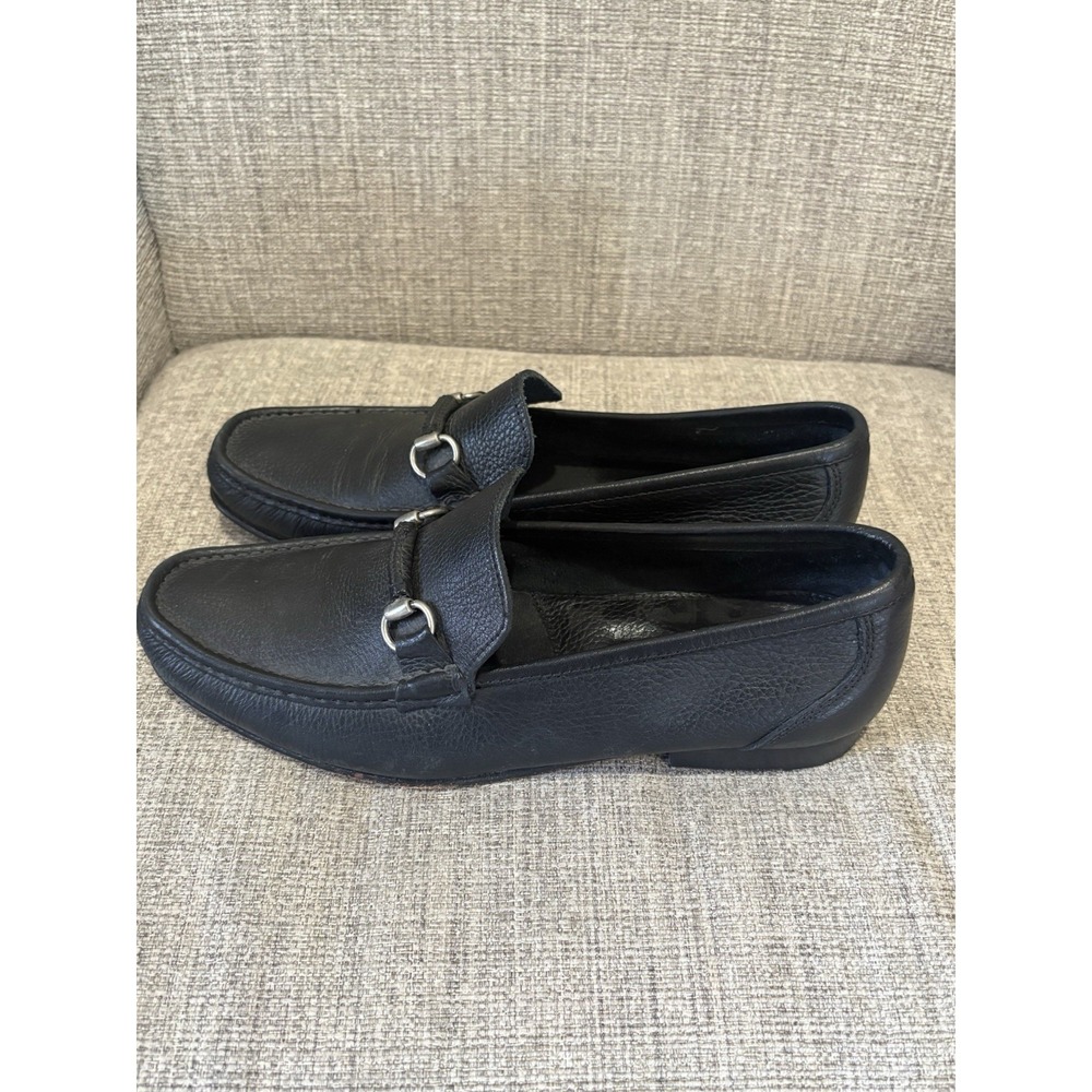 Sandrino By Sandro Moscoloni Malibu Leather Horsebit Loafers Pebbled Black 11.5D